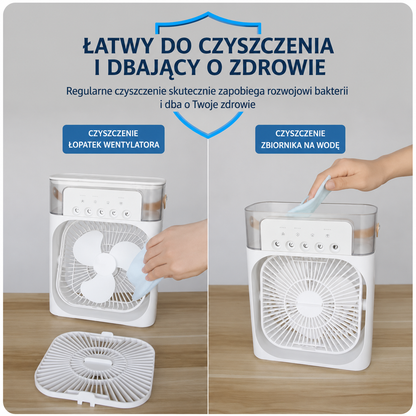 Breeze Box – Wentylator Chłodzący z Nawilżaczem i Podświetleniem LED 3w1